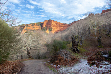 Road leading us to the old gold mines called Las Médulas , Leon , Spain