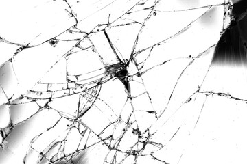 Poster - glass in cracks on a black background.