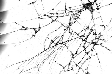 Poster - glass in cracks on a white background.