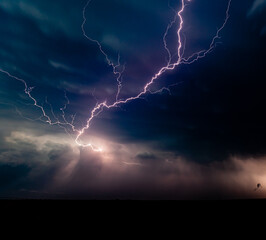 lightning in the night sky