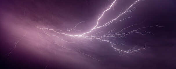 lightning streaking in the night sky