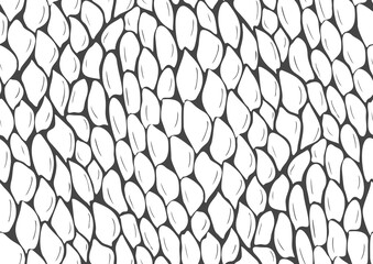 Abstract styled snake scales animal skin seamless pattern design. Black and white seamless camouflage background