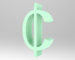 Cent symbol sign isolated centas sent   3d render