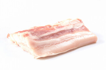 Wall Mural - Close up raw food of fresh pork slices on on white background