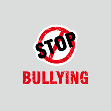 Abstract Red Grungy Stop Bullying Poster Sign Illustration, Stop Bullying Campaign Template Vector