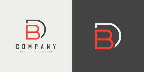 Poster - Initial Letter D and B Linked Logo. Geometric Linear Style isolated on Double Background. Usable for Business and Branding Logos. Flat Vector Logo Design Template Element.