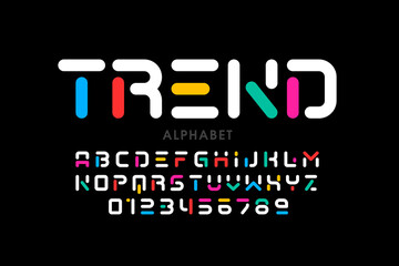 Modern font design, trendy alphabet letters and numbers