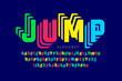 Jumping style font design, alphabet letters and numbers