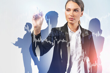 Poster - Woman using financial graph HUD interface