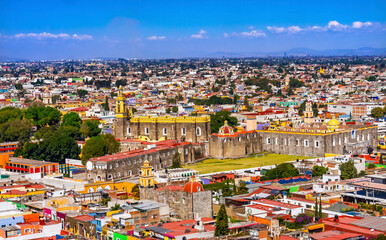 Wall Mural - Overlook Colorful Churches Cholula Mexico