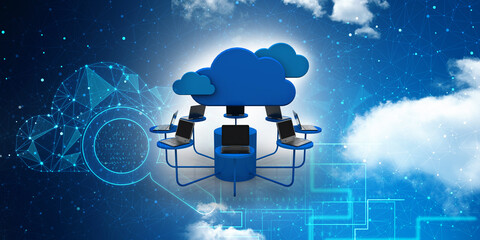 Poster - 3d rendering technology Computer network
