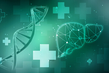 Poster - 3d render of dna structure, abstract background
