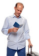 © Denys Kurbatov - Portrait of young man tourist holding passport and traveling with visa-free regime