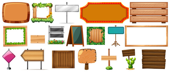Wall Mural - set of various type of sign banner