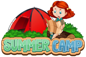 Poster - Font design for summer camp with cute kid at park