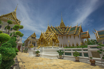 Temple of the Emerald Buddha - Wat Phra Si Rattana Satsadaram / Wat Phra Kaew-Bangkok: June 13, 2020, tourists visit to see the beauty of The Grand Palace, in Phra Nakhon District, Thailand.