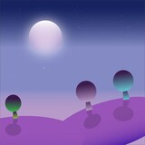 Fototapeta  - fantasy landscape with moon and stars