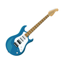 Electric Guitar Flat Style Isolated On White. Musical Object Concept Vector For Your Design Work, Presentation, Website Or Others.