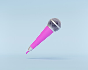 Poster - microphone isolated on pastel blue background. minimal style. 3d rendering