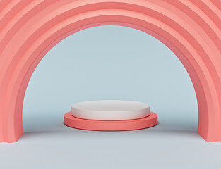Poster - blank podium mock up for product presentation and advertising. abstract shapes background. 3d rendering