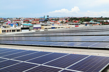 Wall Mural - Solar PV Rooftop Colorful City Background