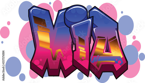 Cuadros en Lienzo mia Name Text Graffiti Word Design