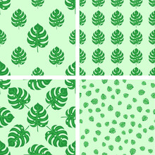 Seamless Vector Set Leaf Plant Pattern Background Green Wallpaper 