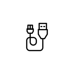 Poster - Usb cable vector icon in black line style icon, style isolated on white background