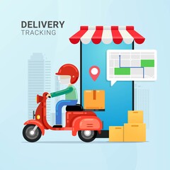 Wall Mural - Delivery Tracking on mobile device vector illustration