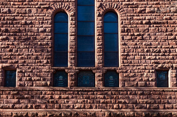 exterior wall and windows of church