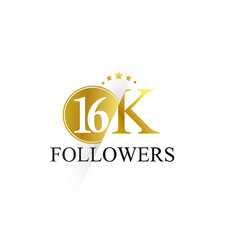 16K,16.000 Follower Thank you simple design isolated on white background for social media, internet, website - Vector