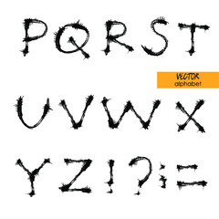 art sketched set of vector character classic fonts, uppercase symbols, part 2