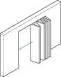 Line drawing of a wide accordion/concertina folding  door.