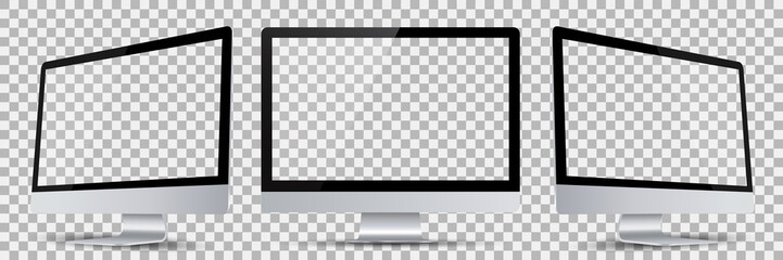 Aufkleber - Three black monitor with transparent display in turn - vector