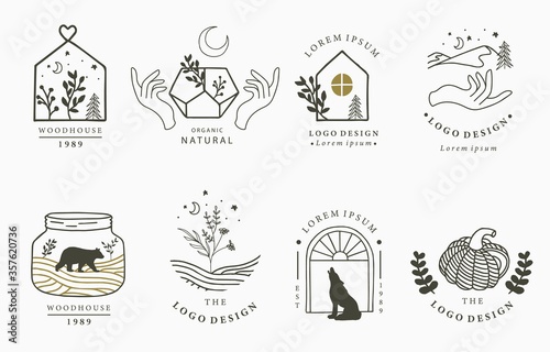Photographie Beauty occult logo collection with hand, flower, rose