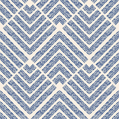 Geometric seamless pattern. Elegant abstract background with diamond shapes, zigzag, grid, net, lattice, repeat tiles. Ornament design in soft blue and white colors. Damask texture