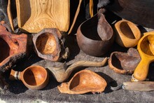 Closeup Shot Of Several Ancient Containers Used For Storing Drinks And Food