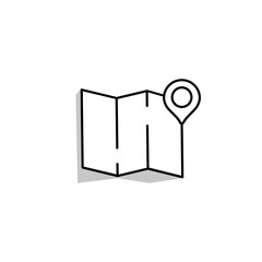 Poster - Map with pin. location icon line on isolated white background. Eps 10 vector