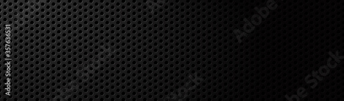 Fotografía Abstract dark black geometric hexagonal mesh material header