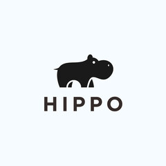 Wall Mural - hippo logo design vector silhouette illustration