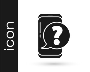 Poster - grey mobile phone with question icon isolated on white background. vector illustration.