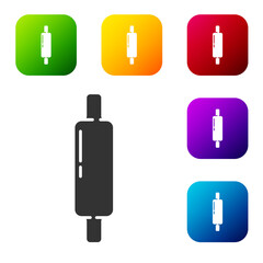 Sticker - Black Rolling pin icon isolated on white background. Set icons in color square buttons. Vector Illustration.