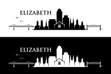 Elizabeth Skyline - New Jersey, United States Of America, USA - Vector Illustration
