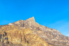 Steep Peak And Rocky Slopes Of A Mountain In Provo Canyon Utah On A Sunny Day
