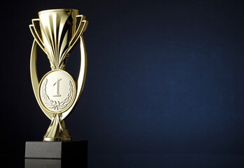 Wall Mural - gold cup or trophy with medallion for the winner
