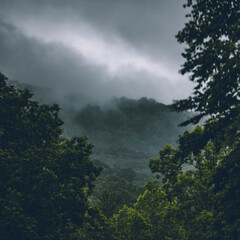 Wall Mural - storm clouds over the mountains