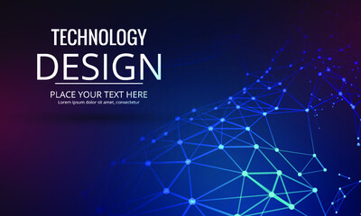 Abstract polygonal Technology design background with connected dots and lines.concept of digital Internet connection technology,abstract sense of science and technology.Vector illustration eps 10.