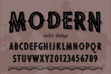 Poster - alphabet lettering font, typeface vector, vintage font, black style background