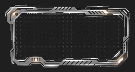 Futuristic Empty Metallic Frame, Iron Border, Steel Surface