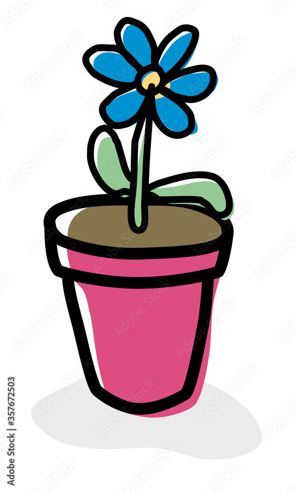 Blumen Topf Comic Style gezeichnete Vektor Datei. Anpassbar und vernderbar  nach belieben. Stock Vector | Adobe Stock